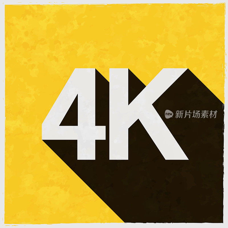 4K, 4000 - 4000。图标与长阴影的纹理黄色背景